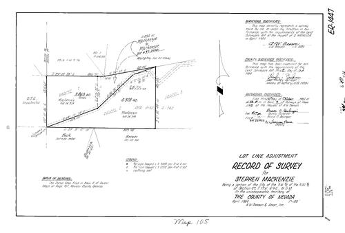 Click to see Record of Survey Book 9, pg. 105 (1984) of Nevada County Recorders Survey Maps Book 9