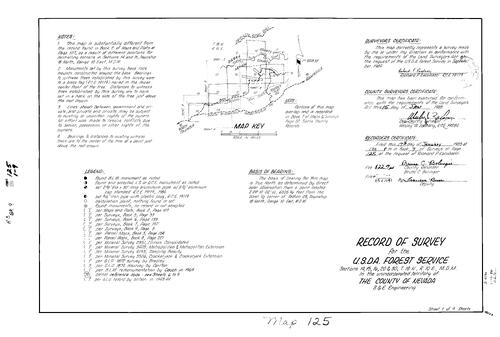Click to see Record of Survey Book 9, pg. 125 (1985) of Nevada County Recorders Survey Maps Book 9