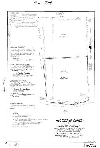 Click to see Record of Survey Book 9, pg. 144 (1985) of Nevada County Recorders Survey Maps Book 9