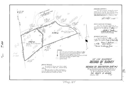Click to see Record of Survey Book 9, pg. 154 (1985) of Nevada County Recorders Survey Maps Book 9