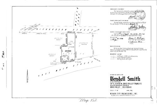 Click to see Record of Survey Book 9, pg. 162 (1985) of Nevada County Recorders Survey Maps Book 9