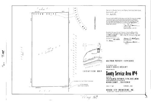 Click to see Record of Survey Book 9, pg. 167 (1985) of Nevada County Recorders Survey Maps Book 9