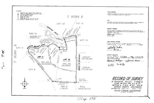 Click to see Record of Survey Book 9, pg. 175 (1985) of Nevada County Recorders Survey Maps Book 9