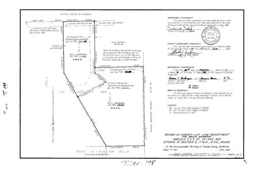 Click to see Record of Survey Book 9, pg. 198 (1985) of Nevada County Recorders Survey Maps Book 9