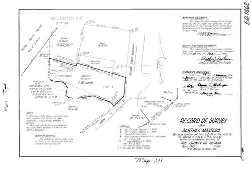 Click to see Record of Survey Book 9, pg. 211 (1986) of Nevada County Recorders Survey Maps Book 9