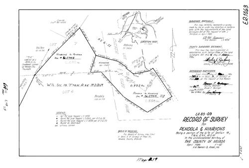 Click to see Record of Survey Book 9, pg. 219 (1986) of Nevada County Recorders Survey Maps Book 9