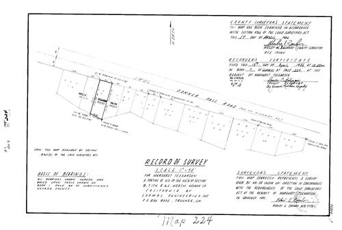 Click to see Record of Survey Book 9, pg. 224 (1986) of Nevada County Recorders Survey Maps Book 9