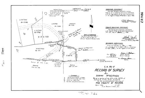 Click to see Record of Survey Book 9, pg. 226 (1986) of Nevada County Recorders Survey Maps Book 9