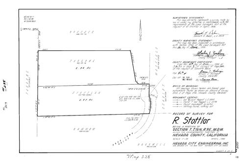Click to see Record of Survey Book 9, pg. 235 (1986) of Nevada County Recorders Survey Maps Book 9