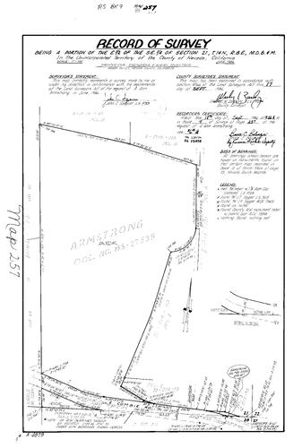 Click to see Record of Survey Book 9, pg. 257 (1986) of Nevada County Recorders Survey Maps Book 9