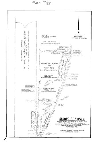 Click to see Record of Survey Book 9, pg. 272 (1986) of Nevada County Recorders Survey Maps Book 9
