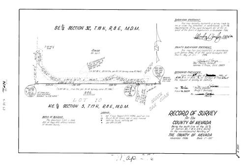 Click to see Record of Survey Book 9, pg. 276 (1986) of Nevada County Recorders Survey Maps Book 9