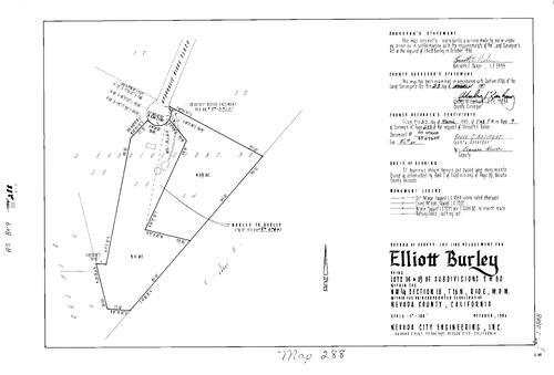 Click to see Record of Survey Book 9, pg. 288 (1987) of Nevada County Recorders Survey Maps Book 9