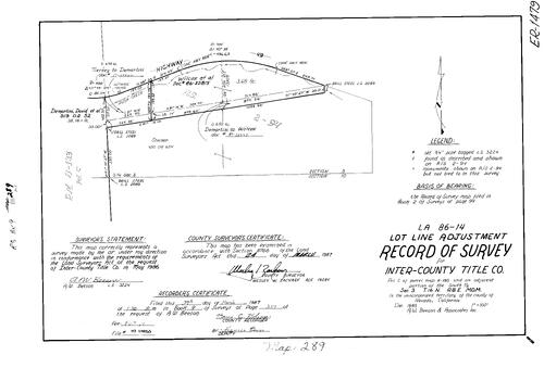 Click to see Record of Survey Book 9, pg. 289 (1987) of Nevada County Recorders Survey Maps Book 9