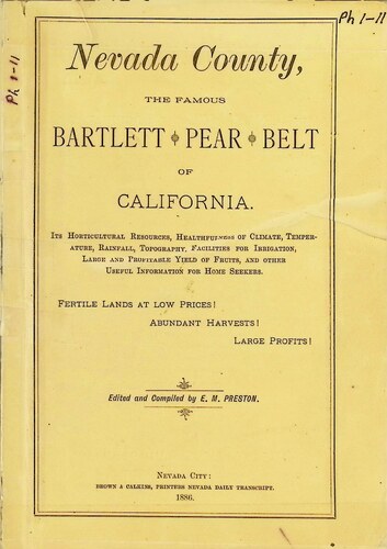 Nevada County the Famous Bartlett Pear Belt of California (PH 1-11)(1886)