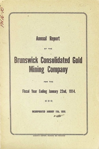 Annual Report of the Brunswick Consolidated Gold Mining Company (PH 16-10)(01-22-1914)