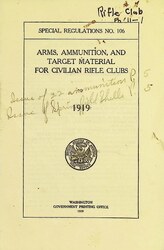 Arms, Ammunition, and Target Material for Civilian Rifle Clubs (PH 11-8)(1919)
