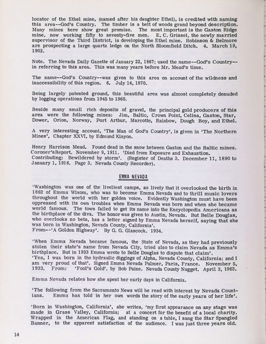 Page 22, Historical Notes of the Early Washington, Nevada County, California Mining District (PH 15-4)(Not Dated):