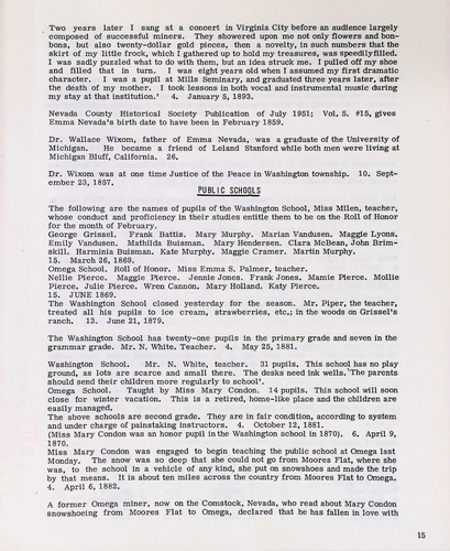 Page 23, Historical Notes of the Early Washington, Nevada County, California Mining District (PH 15-4)(Not Dated):