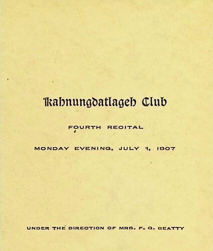 Kahnungdatlageh Club Fourth Recital (PH 6-15a)(1907)