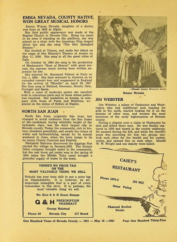 Page 140, Nevada City Nugget - 100 Years of Nevada County (PH 15-1)(1951):