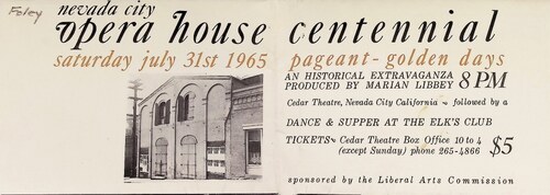 Nevada City Opera House Centennial (PH 5-3)(1965)