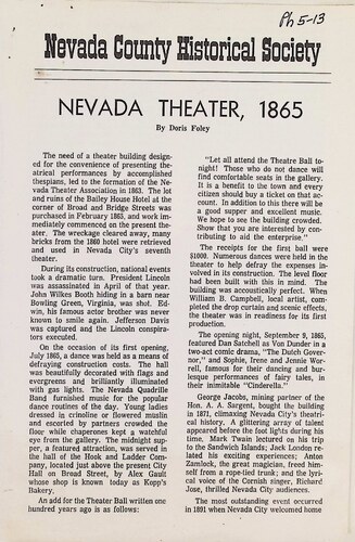 Nevada Theater, 1865 (PH 5-13)(1966)