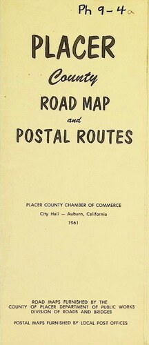 Placer County Road Map and Postal Routes (PH 9-4a)(1961)