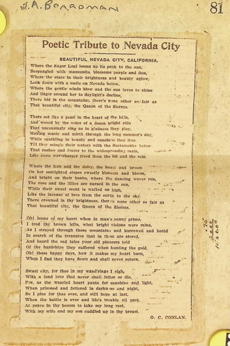 Poetic Tribute to Nevada City - Vast Wealth in Nevada County (PH 3-10)