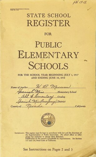 Spanish Mine Elementary School - State School Register for Public Elementary Schools (PH 17-12)(1937-1938)