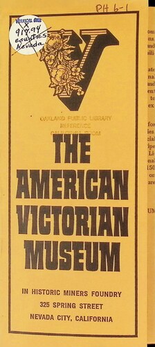Click to view The American Victorian Museum (PH 6-1)(1970s) The American Victorian Museum (PH 6-1)(1970s)
