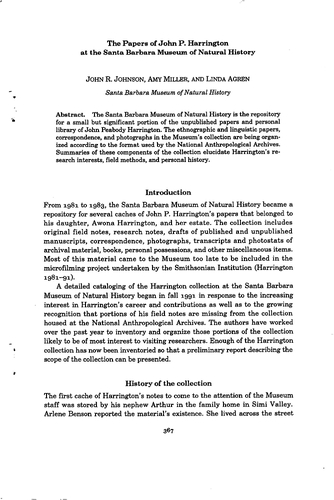 Click to view Papers of John P. Harrington Papers of John P. Harrington