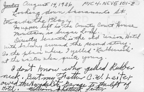 Click to see PIC 4-NEV5 101-2-BACK of Nevada City (PIC 4-NEV)