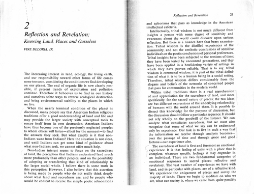 Reflection and Revelation - Knowing Land, Places and Ourselves by Vine Deloria