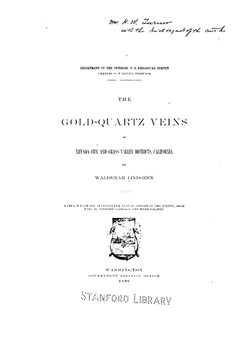 The Gold-quartz Veins of Nevada City and Grass Valley Districts, California (1896)