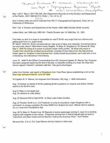 War Department & Topographical Engineer Reports (Note in 2017)
