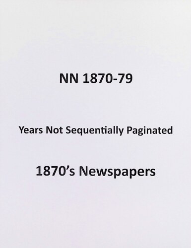 Click to view Newspaper Notes - 1870s (NN-1870-79)(1870s) Newspaper Notes - 1870s (NN-1870-79)(1870s)